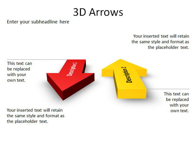 一组简洁精致的3dPPT箭头素材