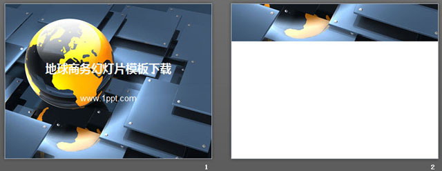 深蓝色地球背景商务科技幻灯片模板下载