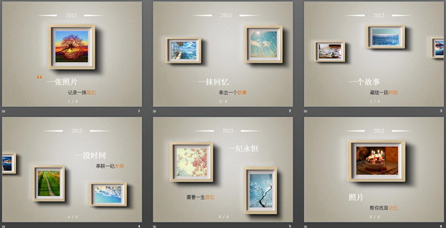 淡雅相册相框PowerPoint模板下载
