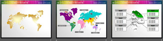 一组世界地图幻灯片小插图素材下载