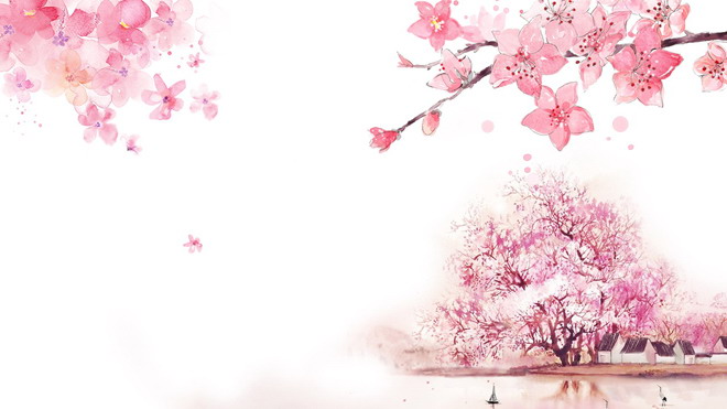 六张粉色唯美桃花PPT背景图片