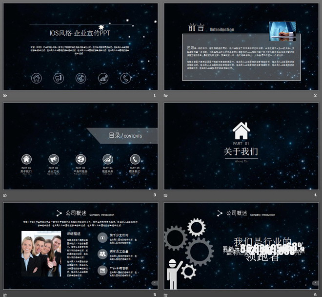 星空背景的企业介绍企业宣传PPT模板