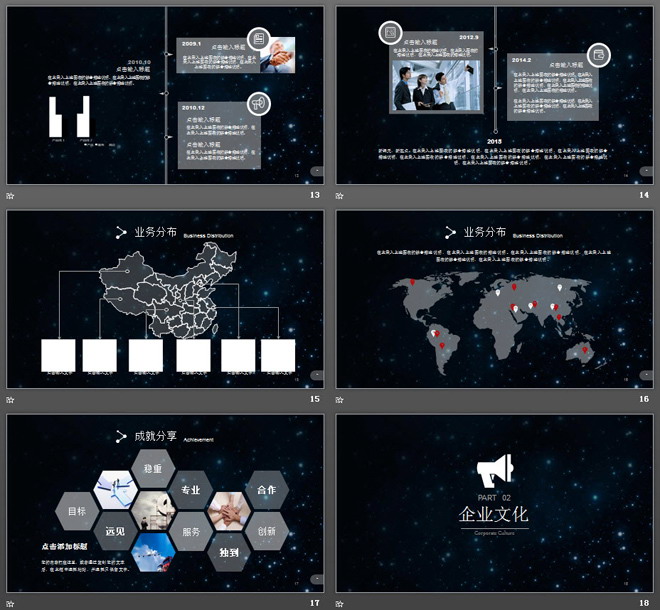 星空背景的企业介绍企业宣传PPT模板