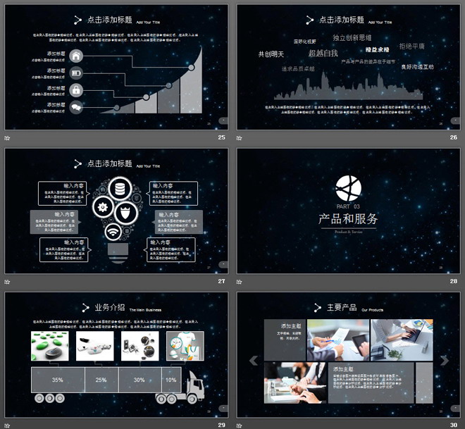 星空背景的企业介绍企业宣传PPT模板