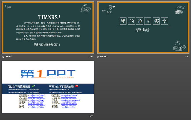 创意黑板手绘背景的毕业答辩PPT模板