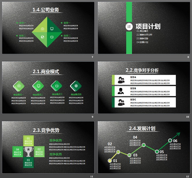 黑色磨砂质感的商业融资计划书PPT下载