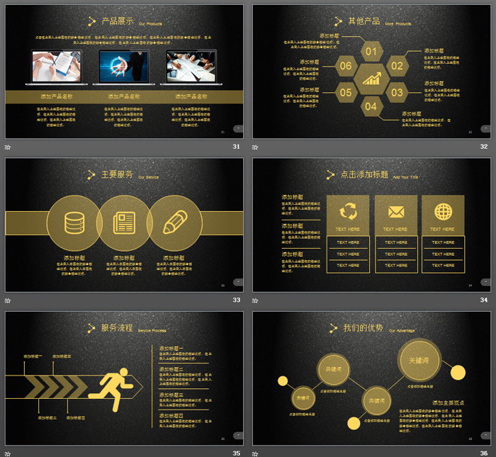 黑金配色磨砂底图的公司简介企业宣传PPT模板
