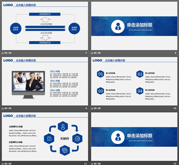 蓝色实用个人述职报告PPT模板