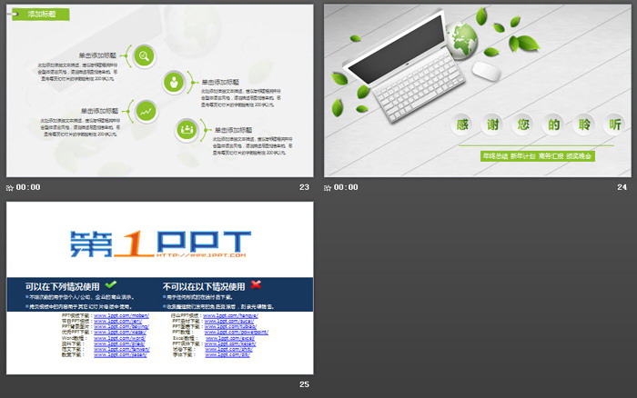 绿色清新工作总结汇报PPT模板