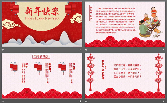 精美新年快乐PPT模板