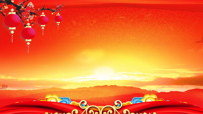 ppt模板 节日背景图片 五张红色喜庆新年ppt背景图片 关键词:梅花