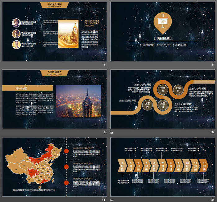 星空背景的创业融资计划书PPT模板