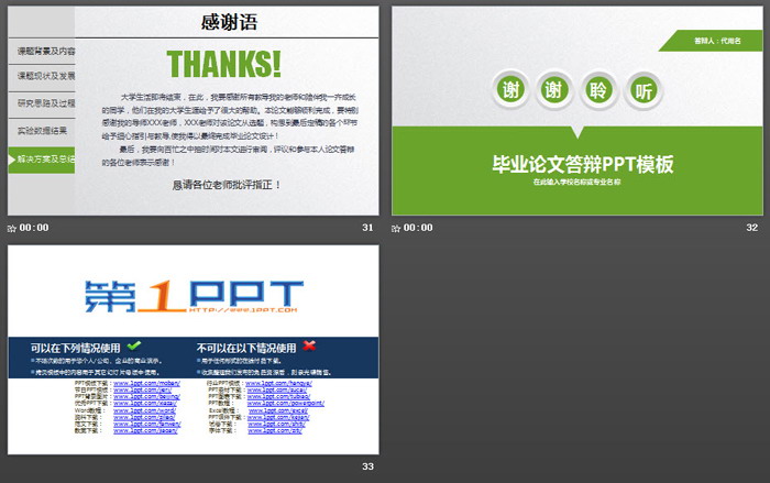 绿色微立体毕业论文答辩PPT模板