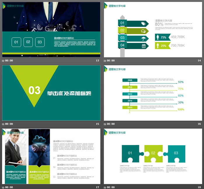 立体图表背景的财务分析报告PPT模板