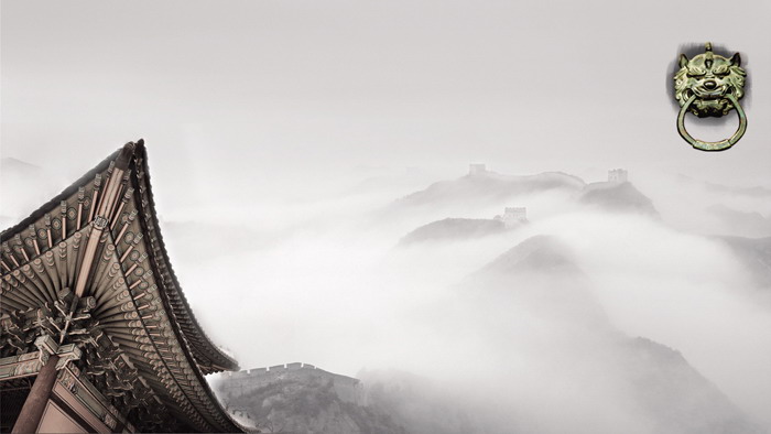 五张精致中国古建筑PPT背景图片