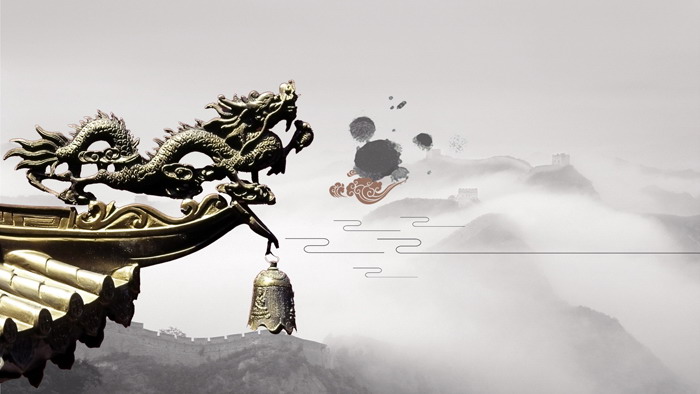 五张精致中国古建筑PPT背景图片