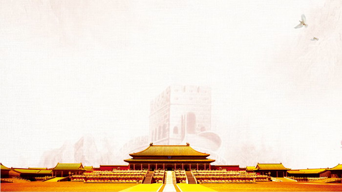 古建筑石狮子天安门PPT背景图片