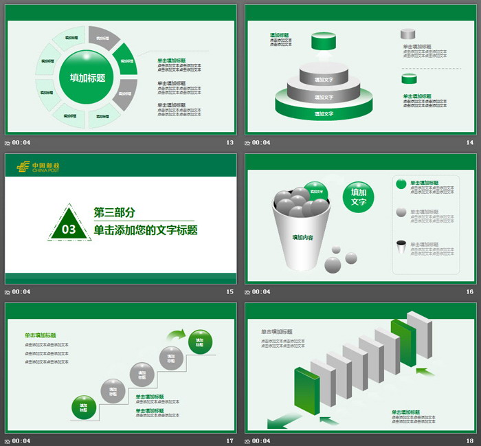 绿色中国邮政专用PPT模板