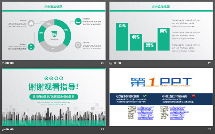 绿色雅致商业融资计划书PPT模板