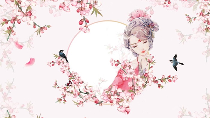 唯美桃花爱情幻灯片背景图片