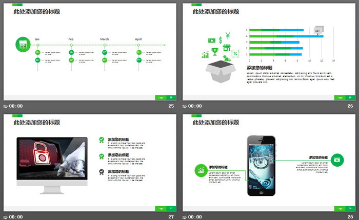 绿色网络安全主题PPT模板