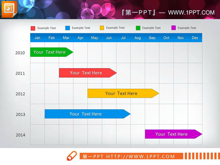 彩色英文12月份工作进度PPT甘特图