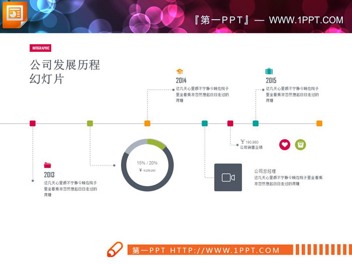 两张彩色扁平化公司发展历程PPT时间轴