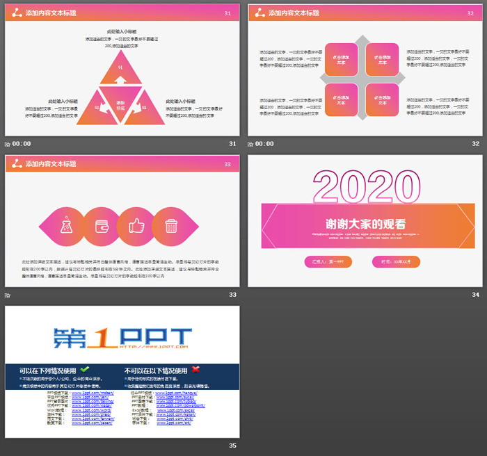 橙色渐变员工述职报告PPT模板