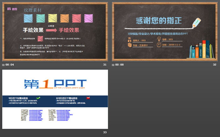 黑板粉笔手绘风格毕业答辩PPT模板