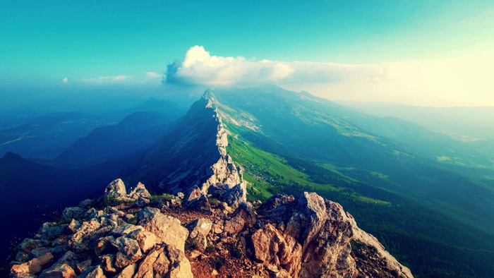 四张群山高山山峰PPT背景图片
