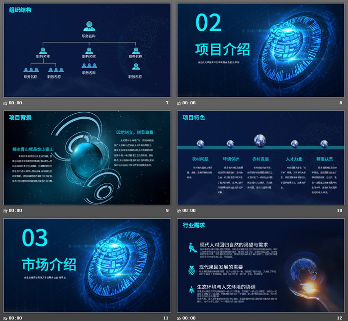 蓝色科技行业创业计划书PPT模板