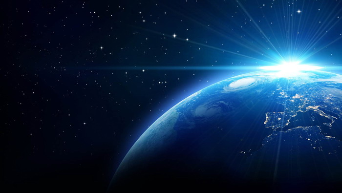 深蓝星空星球PPT背景图