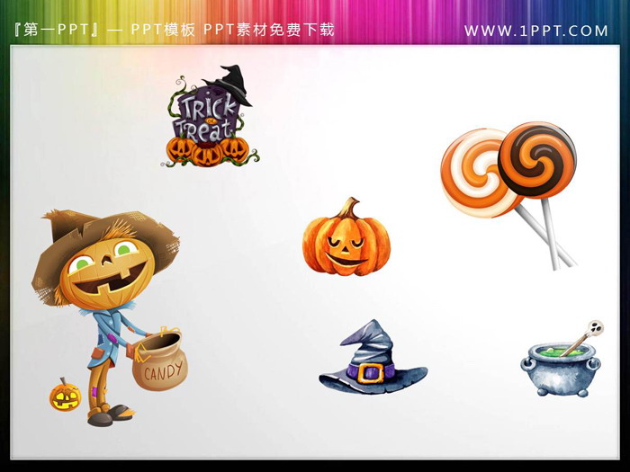 透明卡通万圣节PPT素材