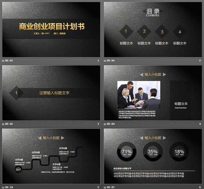 简洁大气黑金商业计划书PPT模板