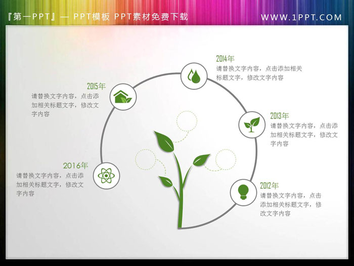 5张清新绿叶装饰的PPT文本框素材