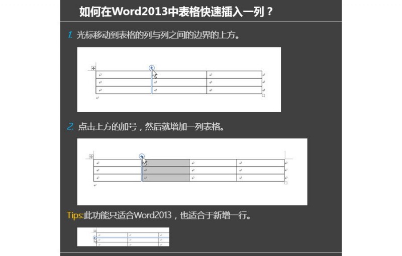 如何在word表格中快速插入一行或一列？