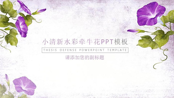 小清新唯美牵牛花PPT模板