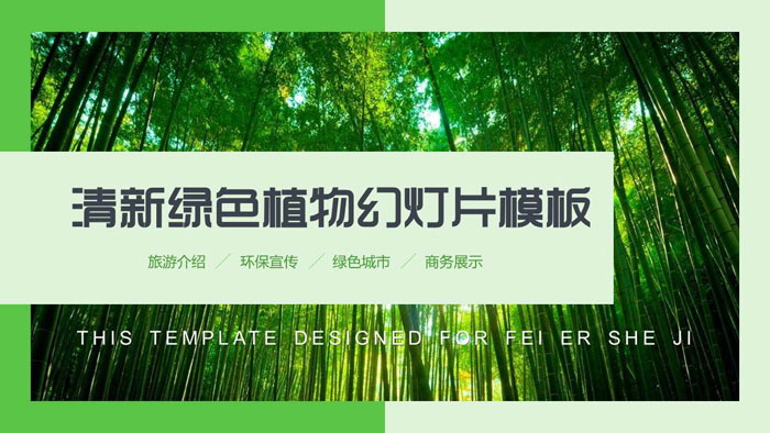 清新绿色竹林PPT模板