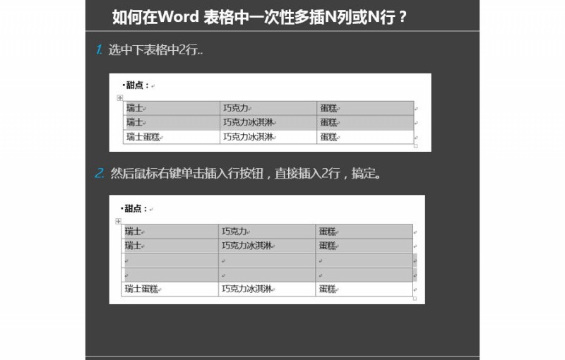 如何在文档页面快速插入N列或N行？