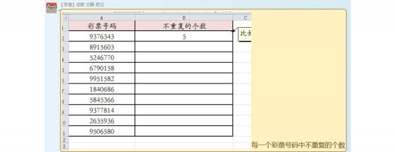 Excel如何统计单元格中不重复的数字个数？