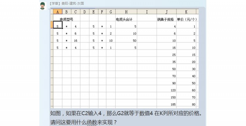 Excel如何实现输入规格后实现价格的自动匹配？