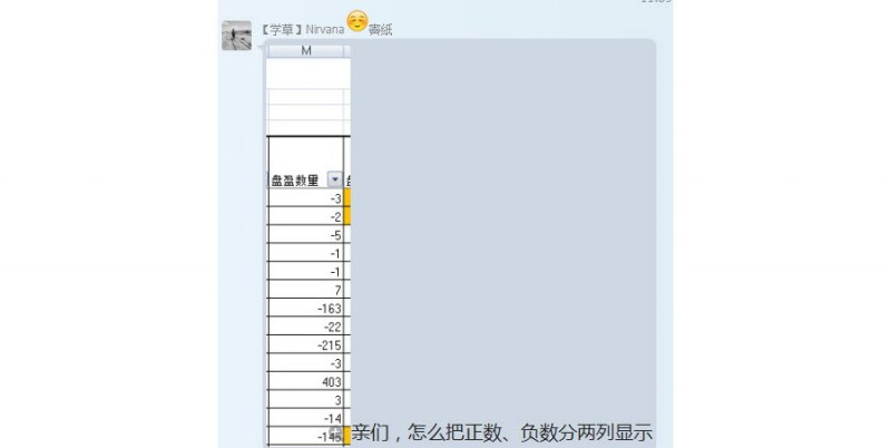 Excel如何将一列中的正数和负数分到两列？
