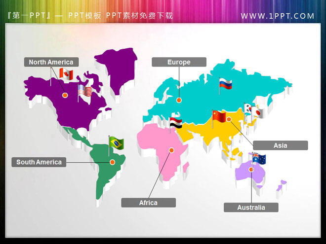 一组世界地图幻灯片小插图素材下载