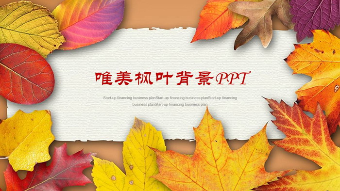 金灿灿的落叶背景PPT模板