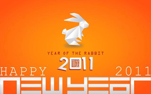 橙色兔年新年幻灯片模板下载
