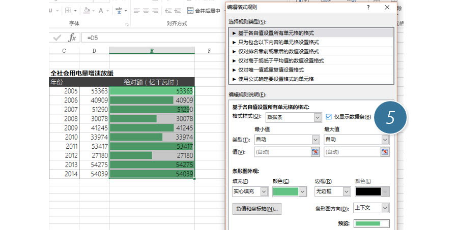 Excel如何利用条件格式制作一个伪双轴图表？