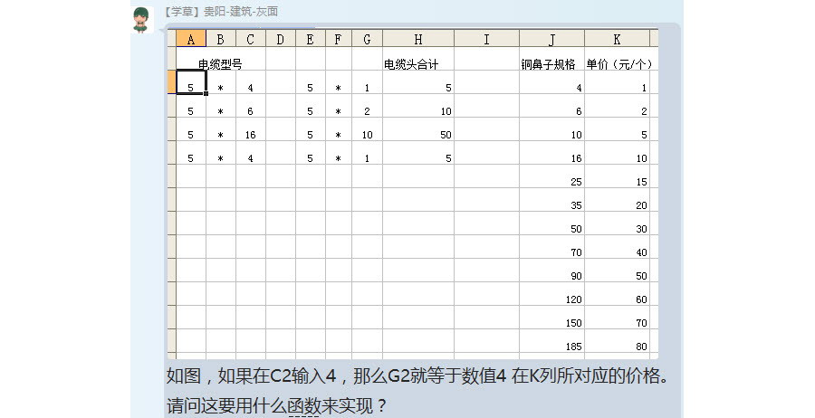 Excel如何实现输入规格后实现价格的自动匹配？