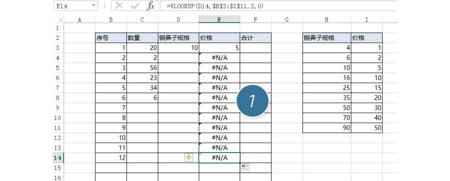 Excel如何实现输入规格后实现价格的自动匹配？