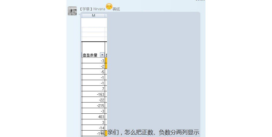 Excel如何将一列中的正数和负数分到两列？